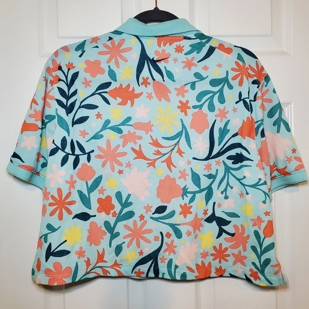 Nike Women's Floral Print Cropped Golf Polo Size M